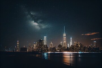 Skyline of New York city at night