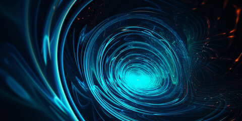 Smooth swirl lines creating vortex structures abstract background, bright neon blue colors