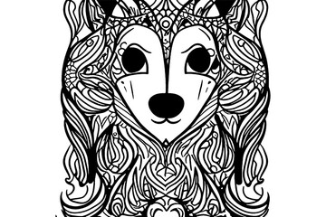 head of a fox line art illustration