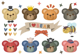 Fototapeta premium I LOVE bear material sticker set,クマのテッカー素材セット,PNG