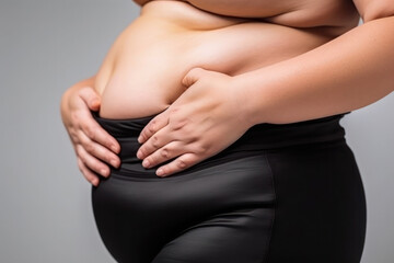 overweight woman, obesity belly generative ai - obrazy, fototapety, plakaty