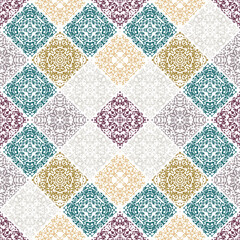 Islamic Decorative background made of small squares. The rich decoration of abstract patterns for construction of fabric or paper. 