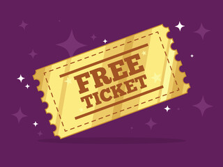 The Golden Free Ticket. Isolated Vector Illustration
