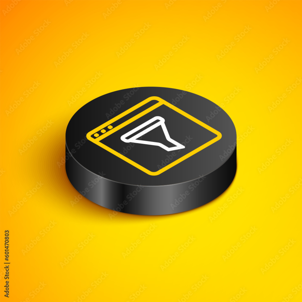 Aufkleber isometric line browser window icon isolated on yellow background. black circle button. vector