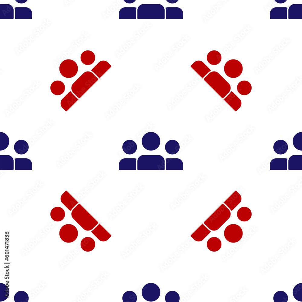 Poster blue and red users group icon isolated seamless pattern on white background. group of people icon. b