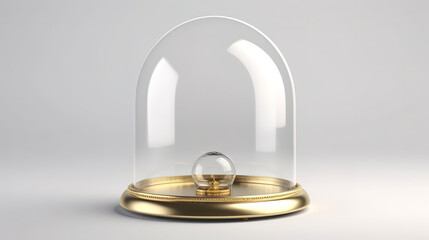 Vintage glass dome and wooden tray realistic. Generative ai