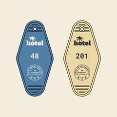 Tropic Coconut Tree Hotel Rooms Keychain Vector