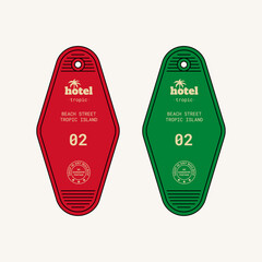 Tropic Island Hotel Rooms Keychain Vector