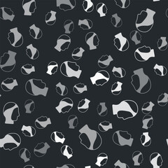 Grey Diving hood icon isolated seamless pattern on black background. Spearfishing hat winter swim hood. Diving underwater equipment. Vector