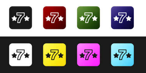 Set Casino slot machine with clover symbol icon isolated on black and white background. Gambling games. Vector