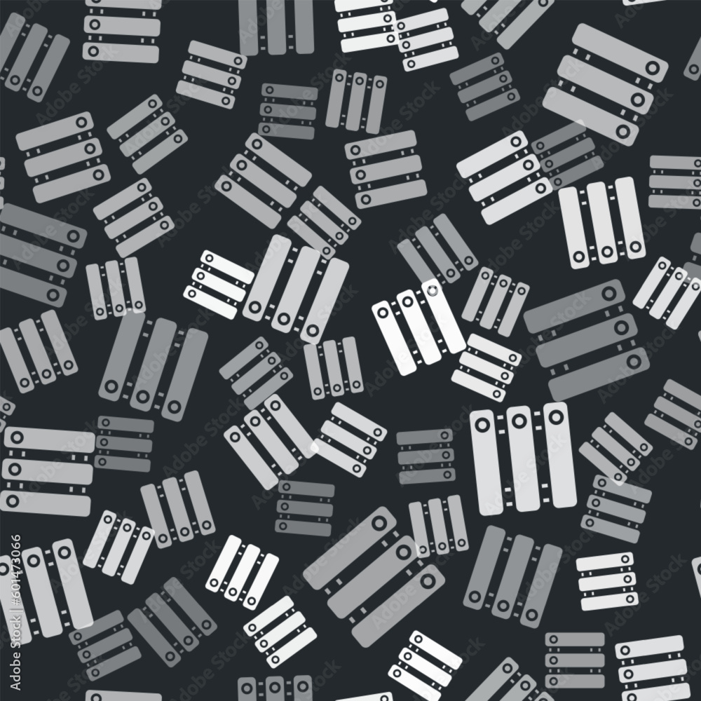 Poster grey server, data, web hosting icon isolated seamless pattern on black background. vector