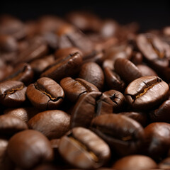 Macro photo of aromatic coffee beans on the table