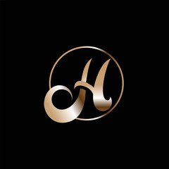 luxury golden monogram style letter initial H