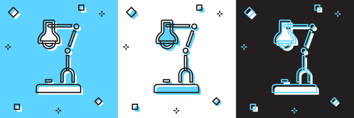 Set Table lamp icon isolated on blue and white, black background. Vector