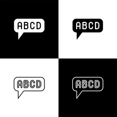 Set Alphabet icon isolated on black and white background. Vector