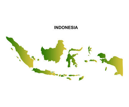 Indonesia map on white background with green and yellow gradation