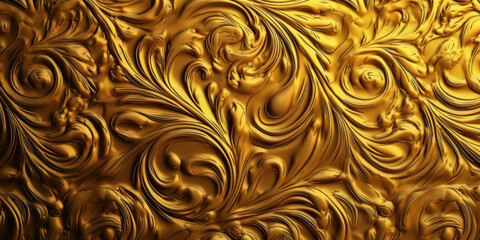 An elegant gold motif adorns this wallpaper, its abstract design shaped into a seamless ornament. The texture and decorative elements of this vintage art create a luxury pattern. Generative AI