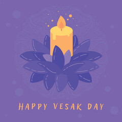 Spa. Diwali. Vesak day. Candle and lotus symbol icon design. Buddha Purnima. Lotus flower and burning candle
