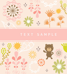 cute baby bear elegant animal jungle floral fauna nature story book cover abstract background pattern element wallpaper vector