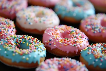 Fototapeta na wymiar Colorful pattern of donuts, Generative AI