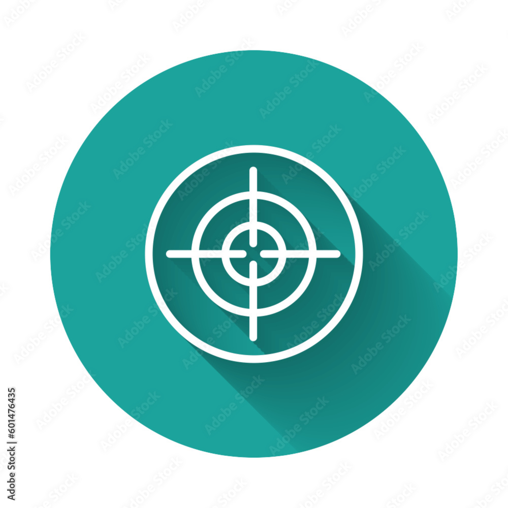 Poster white line target sport icon isolated with long shadow. clean target with numbers for shooting range