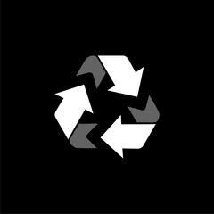 Recycle icon set isolated on black background.