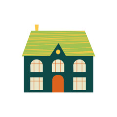Vector flat illustration of house icon isolated on white background.
