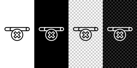Set line No smoking icon isolated on black and white, transparent background. Cigarette smoking prohibited sign. Vector