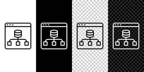 Set line Server, Data, Web Hosting icon isolated on black and white, transparent background. Vector