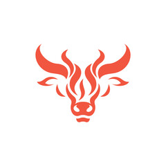 Bull Head Fire Modern Creative Logo