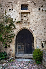 Fototapeta na wymiar Entrance tower of the medieval castle of Presule/Prösels. Fiè allo Sciliar/Völs am Schlern, province of Bolzano, Trentino Alto Adige, Italy.