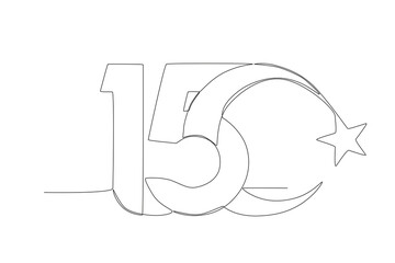 15 Temmuz celebration symbol. 15 Temmuz one-line drawing