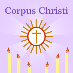 Corpus Christi Hand Drawn Vector illustration Background with Jesus candle 