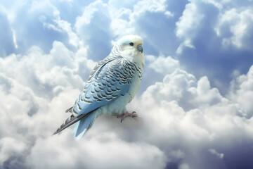 Wellensittich im Himmel KI