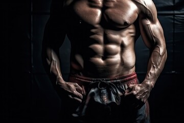 Obraz na płótnie Canvas Body muscle of fitness man (Ai generated)