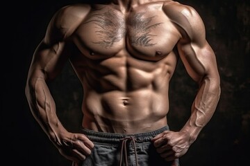 Fototapeta na wymiar Body muscle of fitness man (Ai generated)
