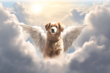 Hund im Himmel KI - obrazy, fototapety, plakaty