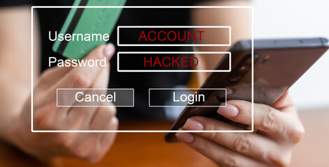 internet network security technology computer online system and spreading to global stolen personal data on computer with virtual screen interfaces. Cyber security concept