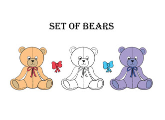 Teddy Bear Icon Brown Teddy Bear Toy Set | Teddy Bears Icon Love Vector Illustration Logo | Stuffed Teddy-Bear Happy Teddy Bear Icon Isolated Collection