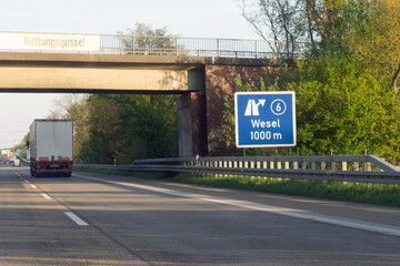Autobahn 3, Ausfahrt 6, Wesel in Richtung Oberhausen