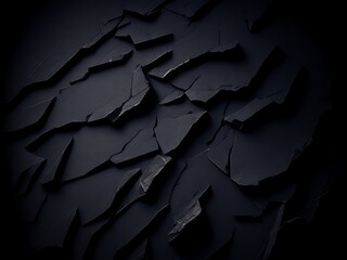 Cracked rock texture. Grunge. Dark gray rough surface. Close-up. Broken, damaged, collapsed. Generative AI