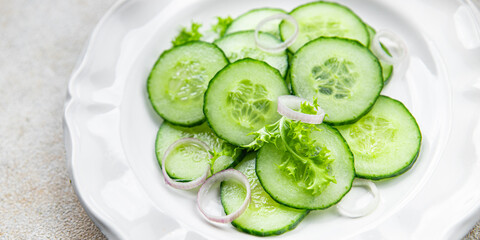 cucumber salad fresh vegetable meal food snack on the table copy space food background rustic top...