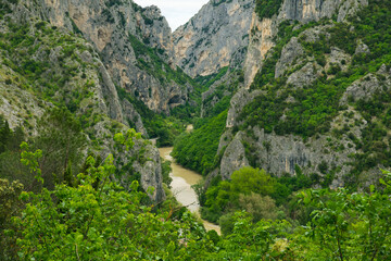 Amazing view of the canyon in the marche region called Furlo gorge, in Italian 