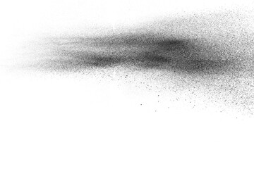 Fototapeta na wymiar Black particles splatter on white background. Black dust splash on white background.