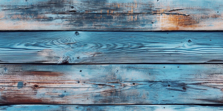 Texture of light blue wood. Seamless texture of light blue planks of wood. Style dark sky blue and light aquamarine. Generative AI.