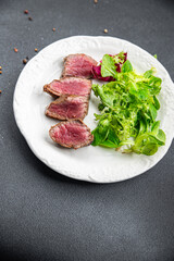 beef steak rare fried meat roasting meal food snack on the table copy space food background rustic top view