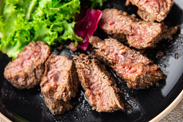 beef steak rare fried meat roasting meal food snack on the table copy space food background rustic top view