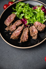 beef steak rare fried meat roasting meal food snack on the table copy space food background rustic top view