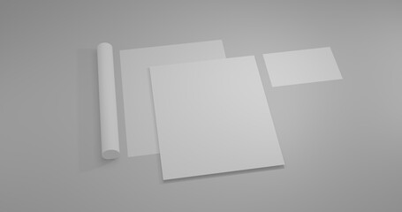 Corporate identity stationery mock up isolated on gray background. 3D illustrating.