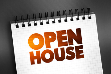 Open House text on notepad, concept background